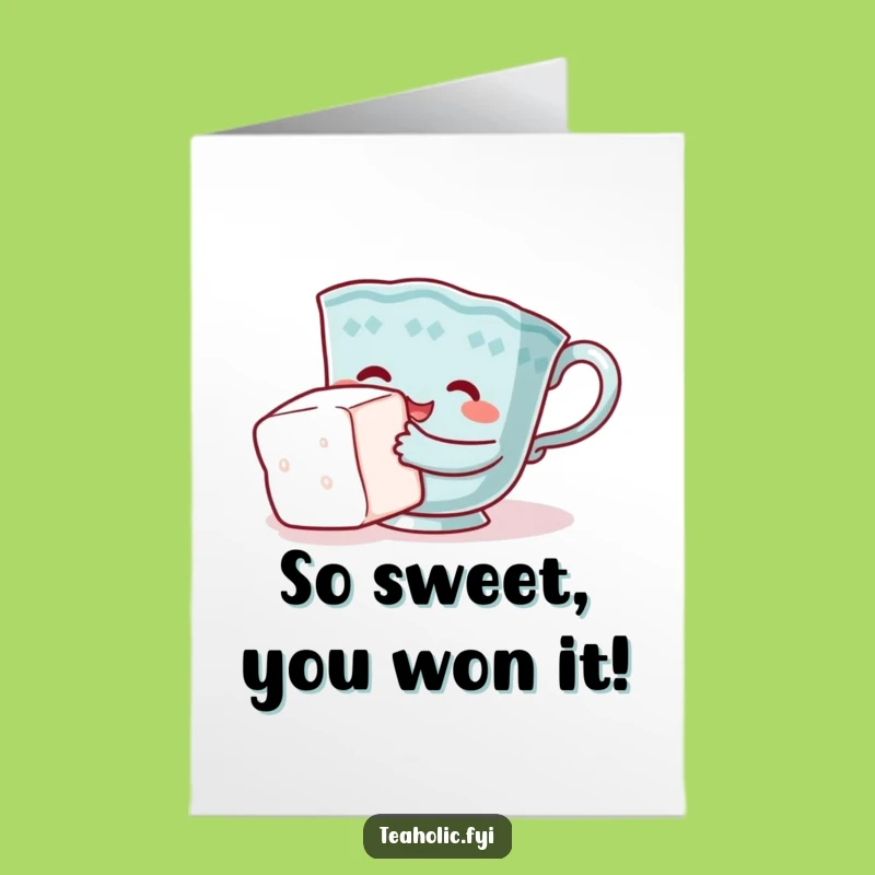 Free Printable Congrats Card: Teacup Sugar Cube Hug Delight Downloadable Gift