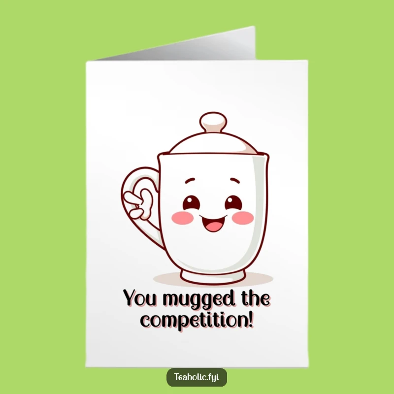 Free Printable Congrats Card: Waving Mug - Funny Downloadable High-Five