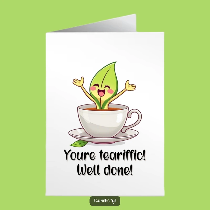 Free Printable Tea Leaf Congrats Card: Joyful Leap Downloadable Gift