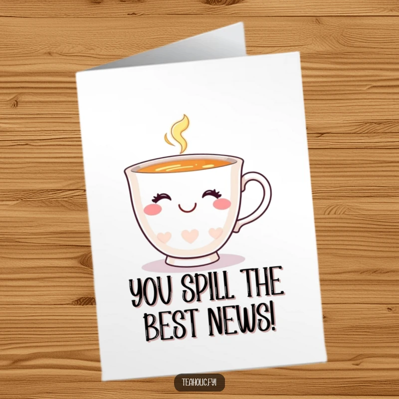 Funny Free Printable Teacup Congratulations Card, a happy teacup with a charming smile winks, acknowledging success.