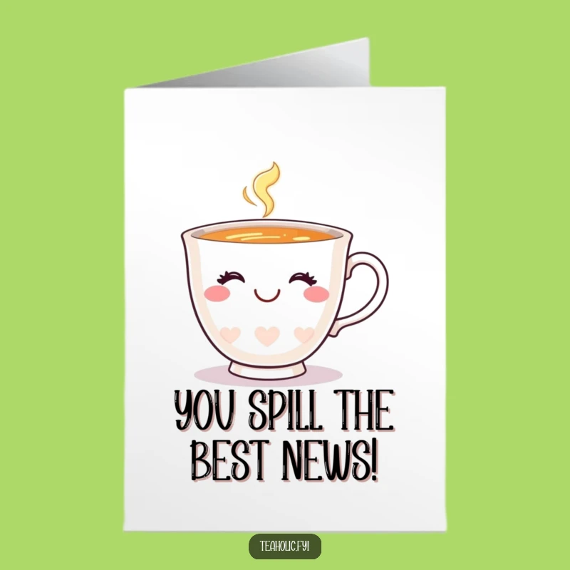 Free Printable Teacup Congrats Card: Winking Smile Downloadable Gift