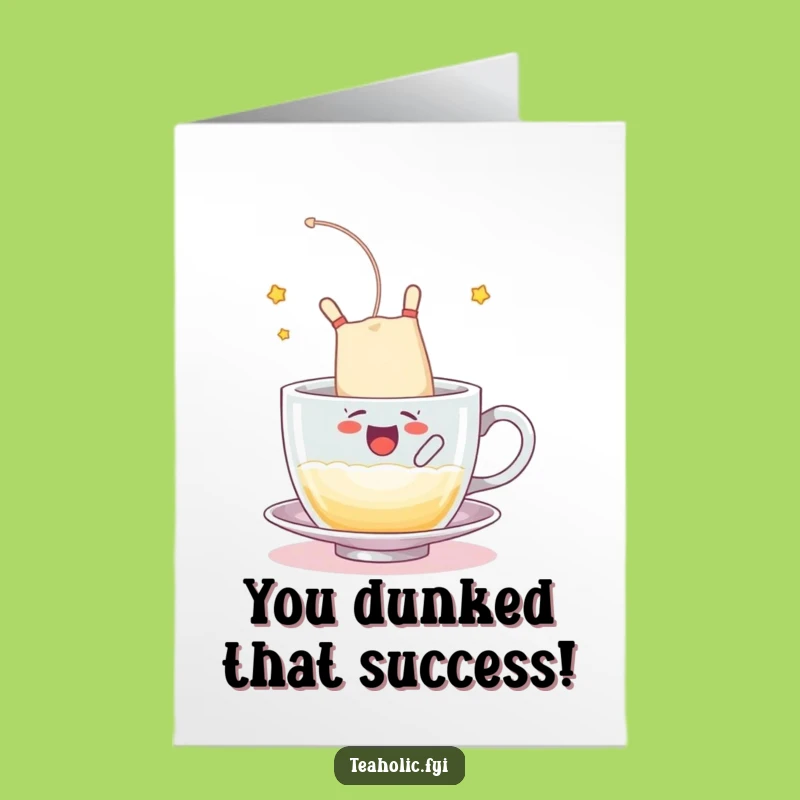 Free Printable Congrats Card: Tea Bag Somersault - Funny Downloadable Victory Dive
