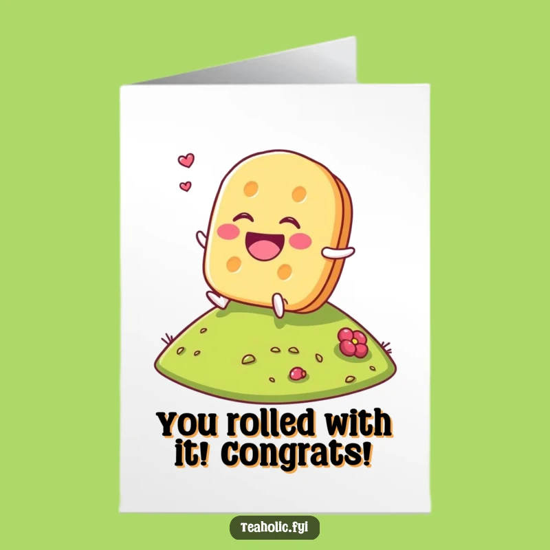 Free Printable Tea Biscuit Congrats Card: Rolling into Success Download