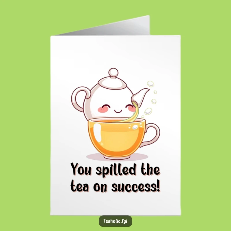 Free Printable Congrats Card: Giggling Teapot Funny Downloadable, Celebrate with Joy!