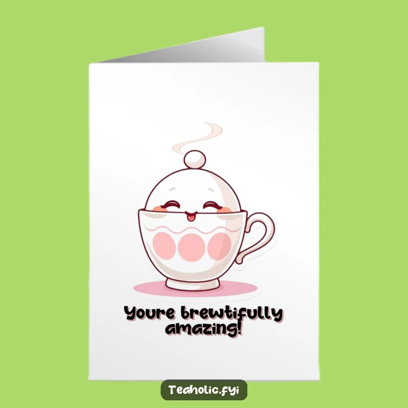 Free Printable Congrats Card: Winking Teacup - Steamy Success Gift