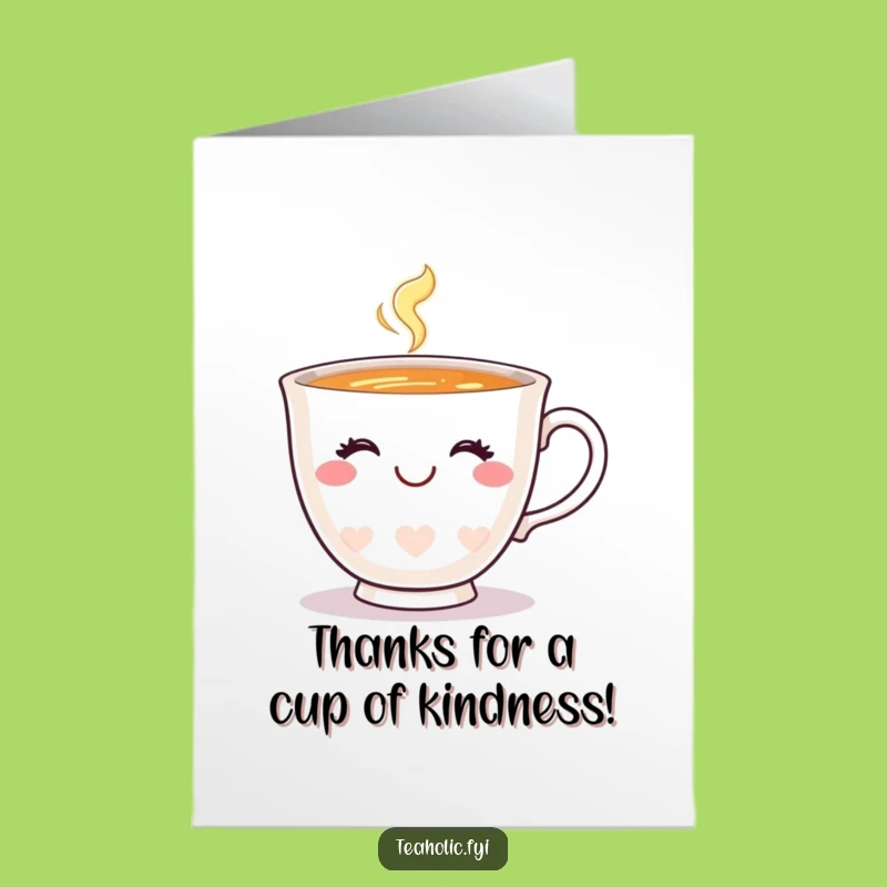 Free Printable Teacup Thank You Card: Winking Smile Downloadable Gift