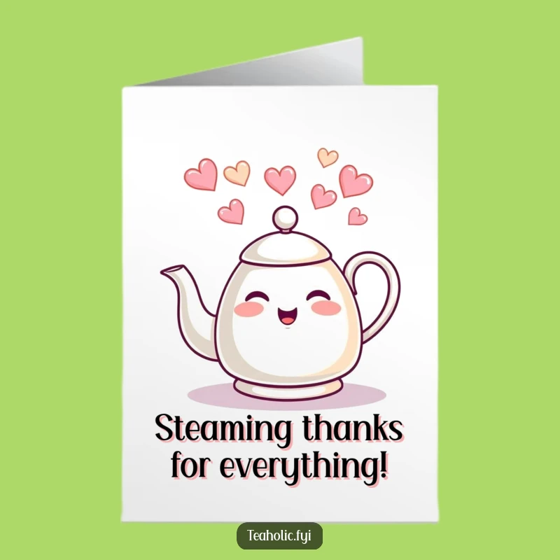 Free Printable Thank You Card: Giggling Kettle Heart Steam DIY Downloadable Gift