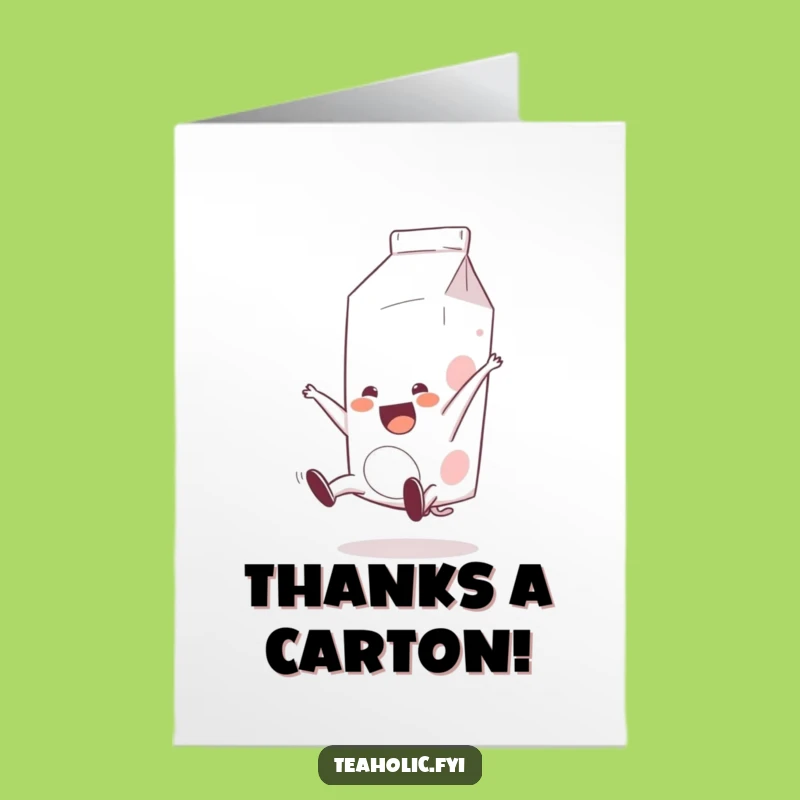 Free Printable Thank You Card: Milk Carton Somersault Gratitude Downloadable Gift