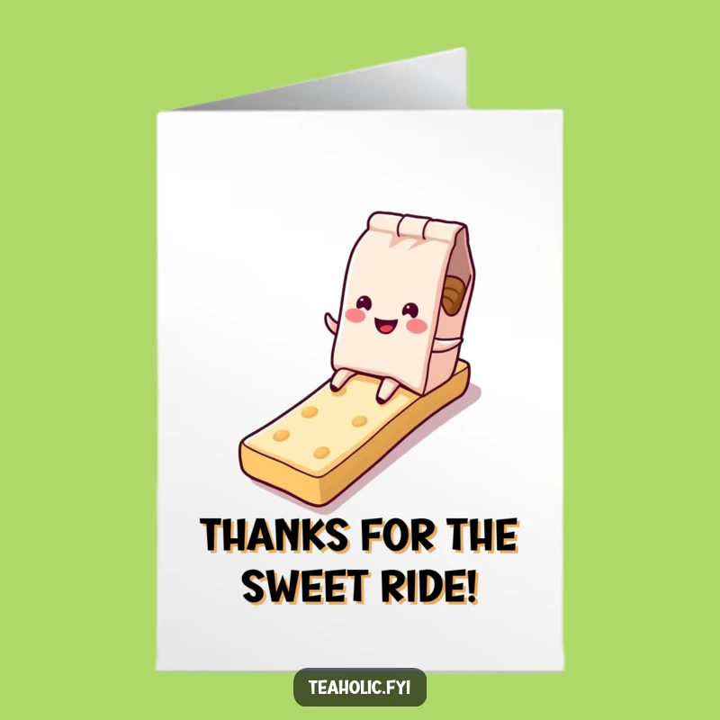 Free Printable Thank You Card: Tea Bag Biscuit Slide Sweet Downloadable Gift