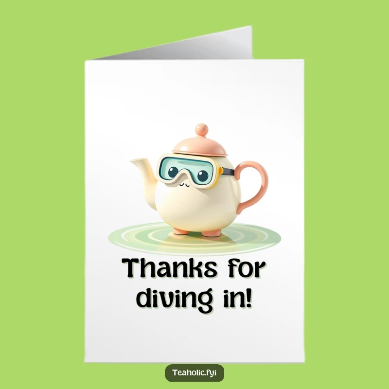 Free Printable Thank You Card: Teapot Snorkel Dive Downloadable Gift