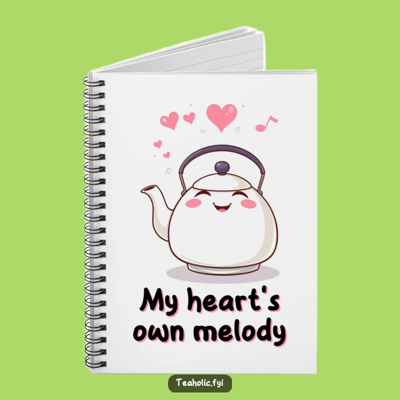 Funny Tea Kettle Notebook, Whistling Heart Steam, Jot Ideas Cheerfully