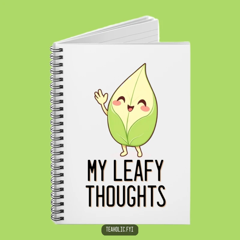 Funny Waving Tea Leaf Notebook - Spiral Enthusiastic Character Journal - Perfect Funny Gift!