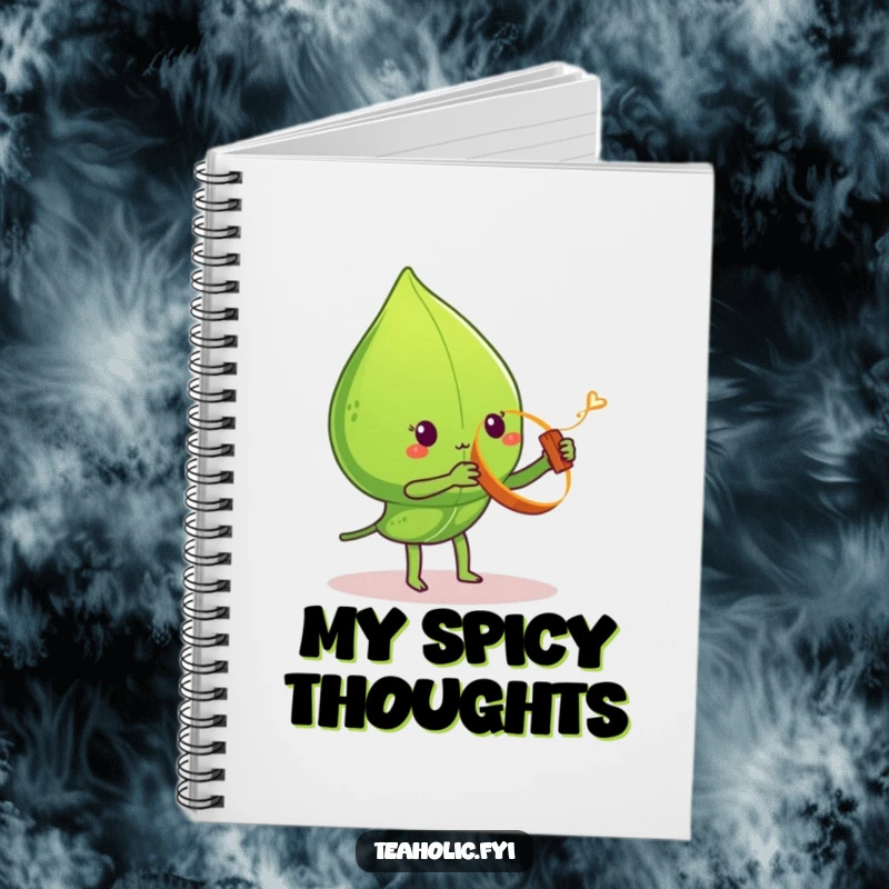 Funny tea leaf notebook, character spinning cinnamon stick yo-yo, cute stationery, perfect funny gift.