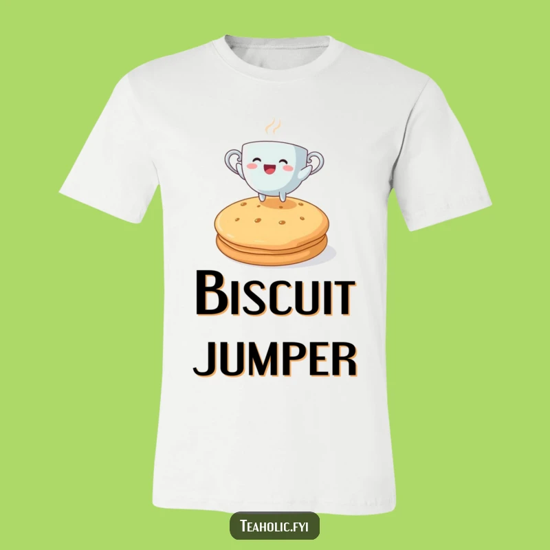Funny Tea Jump Tee: Hilarious Teacup Action Shirt for Beverage Enthusiasts