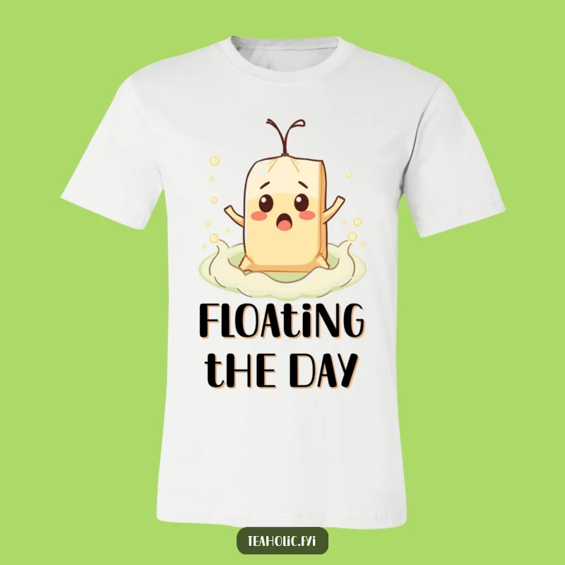 Funny Surprised Teabag Float Tee: Comedic Relief for Tea Lovers