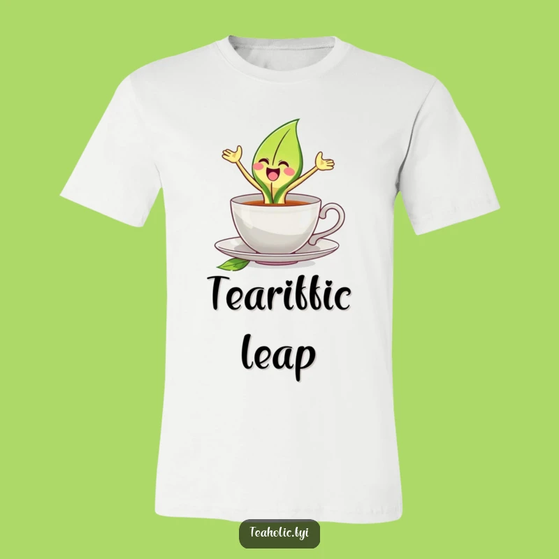 Funny Joyful Tea Leaf Shirt: Leaping Character Humor Tee Gift