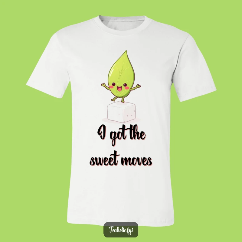 Funny Tea Leaf Bouncing on Sugar Cube T-Shirt, Perfect for a Happy Brew
