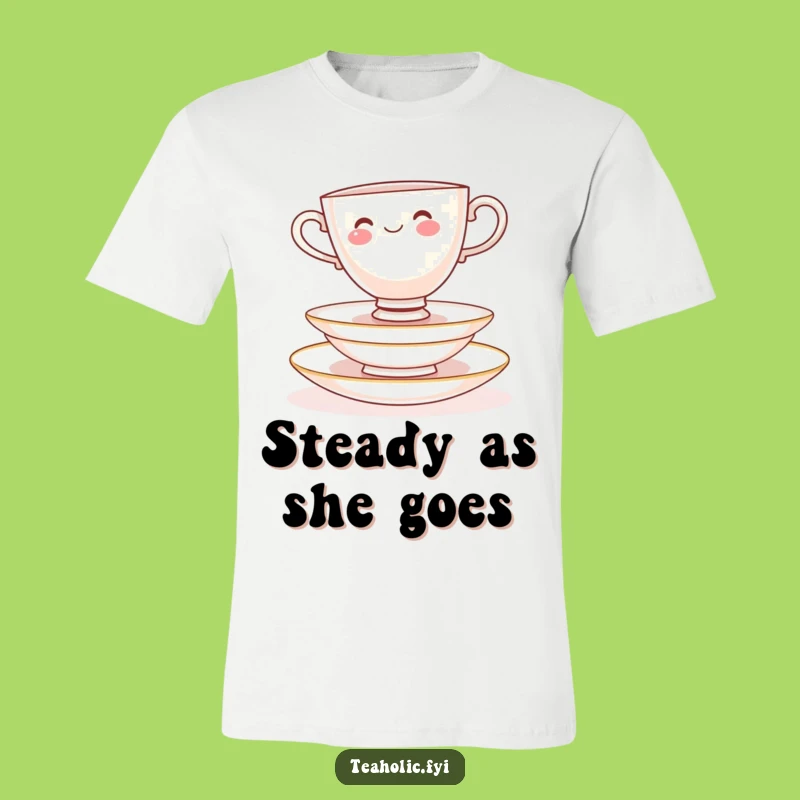 Funny Teacup Saucer Balance T-Shirt: Wear Your Wit
