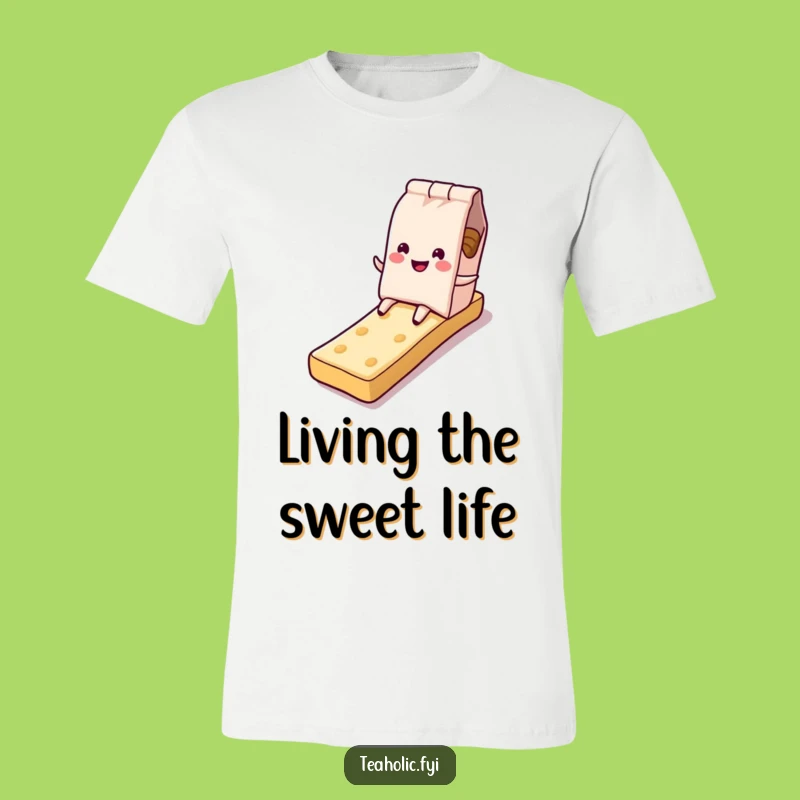 Funny Tea Bag Biscuit Slide T-Shirt: Sugary Slopes of Laughter Funny Gift!