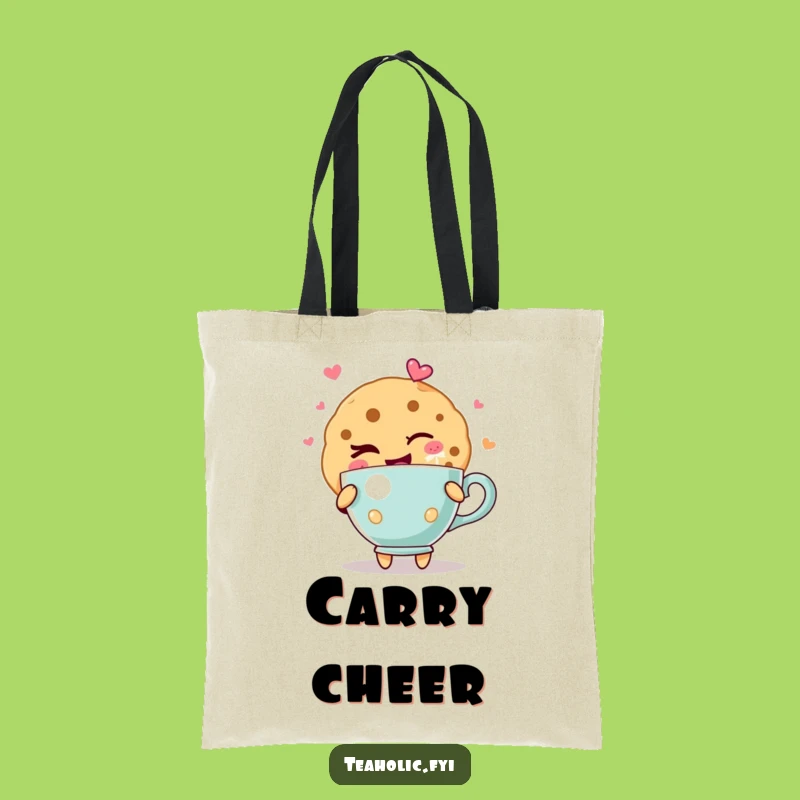 Funny Winking Cookie Tote Bag: Joyful Teacup Art, Ideal Funny Gift!