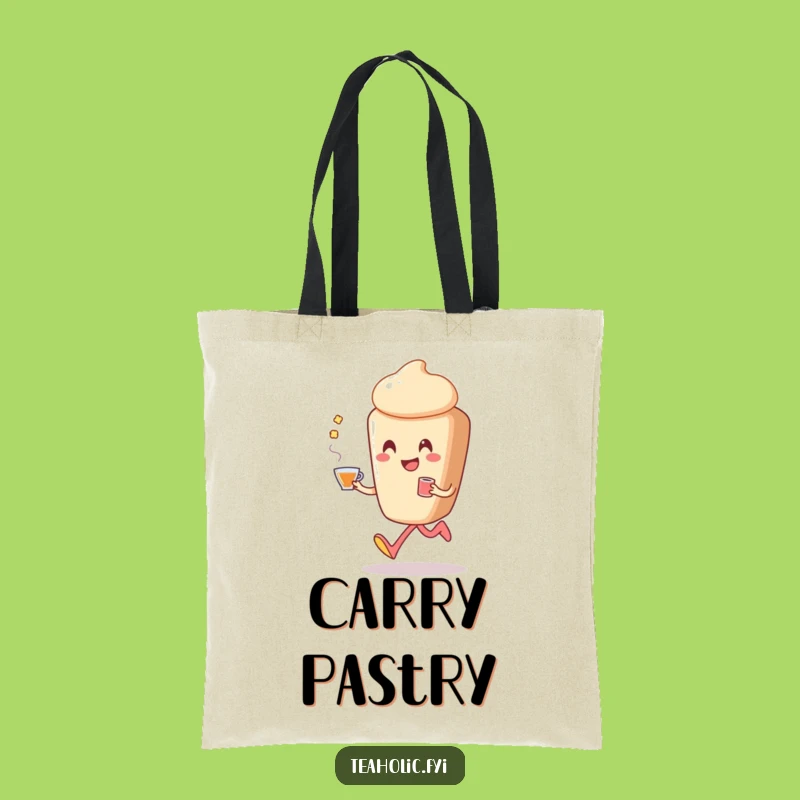 Funny Pastry Skip Tote Bag: Happy Tea Dancer Art, Ideal Funny Gift!