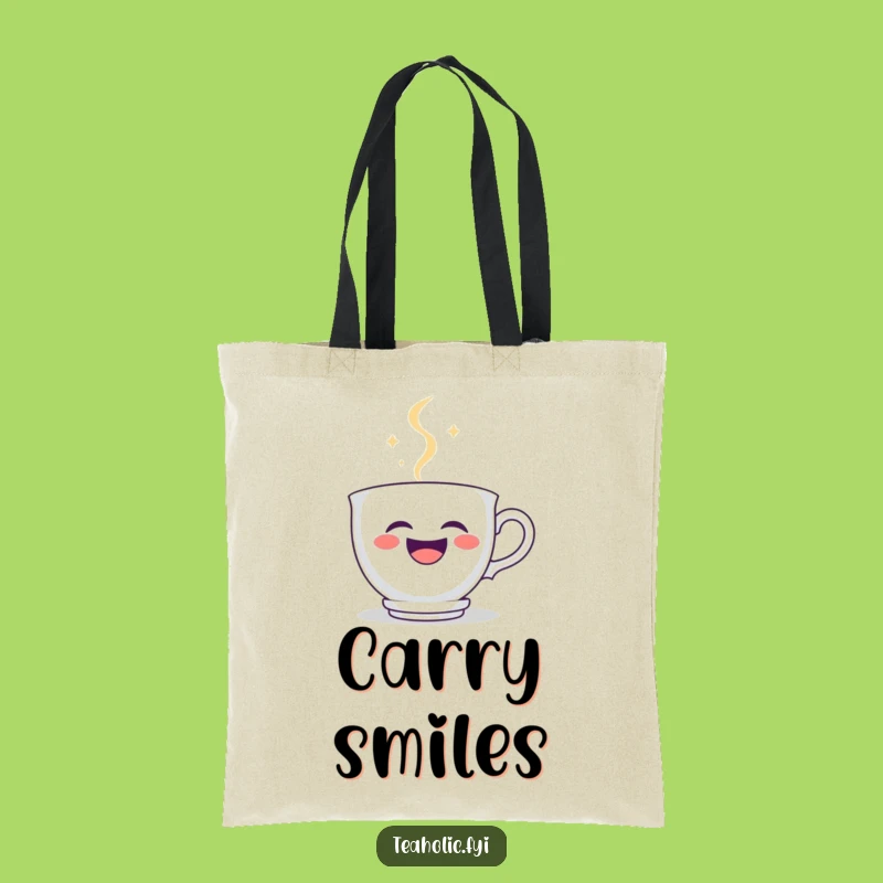Funny Laughing Teacup Tote Bag: Happy Steam Face Art, Ideal Funny Gift!
