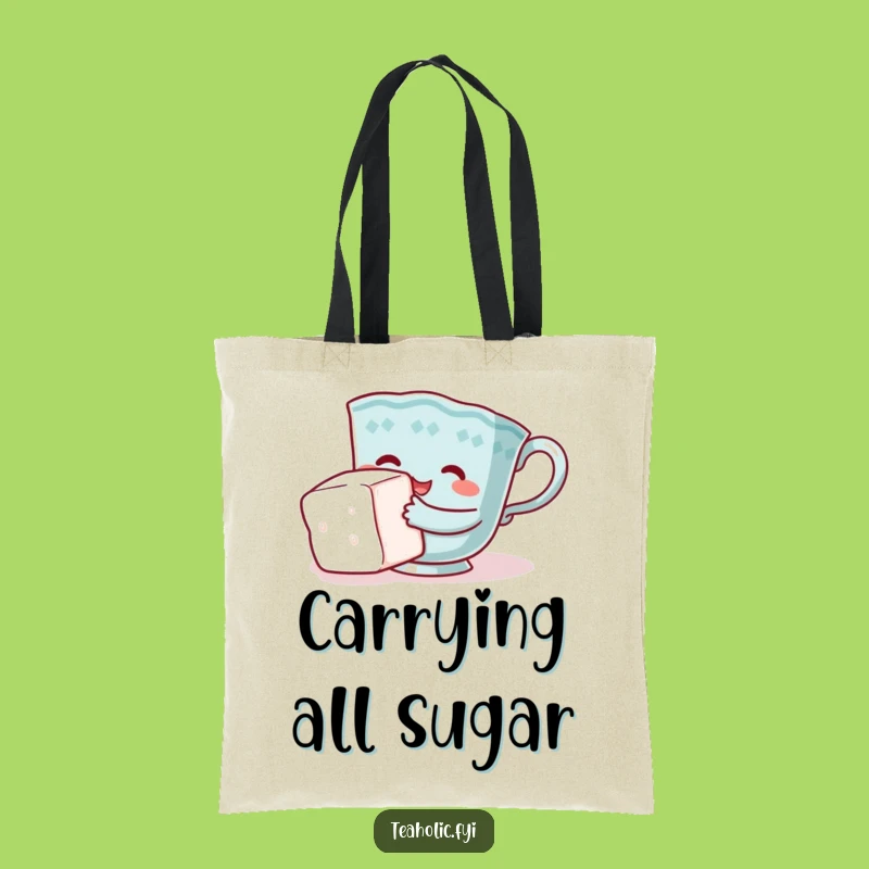 Funny Teacup Hugging Sugar Cube Tote Bag: Carry Sweet Attempts Funny Gift!