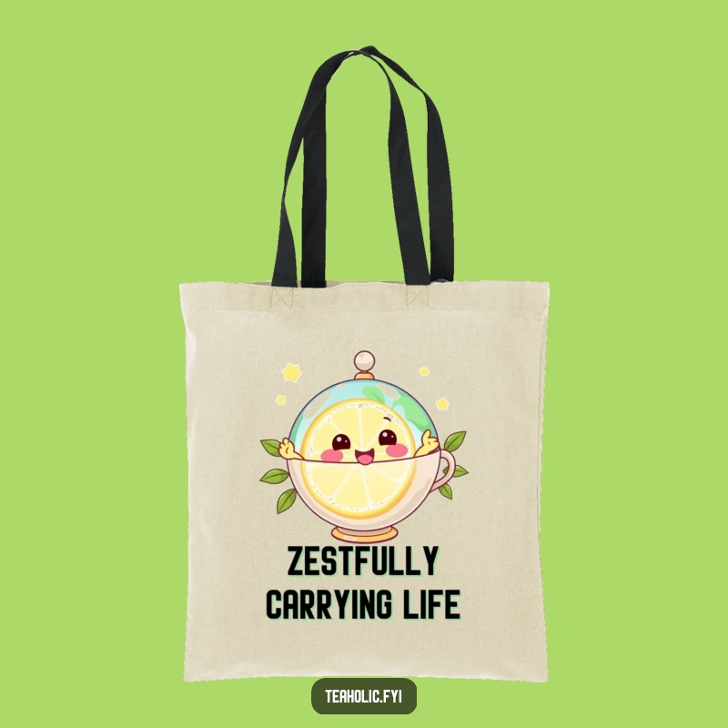 Funny Joyful Lemon Globe Tote Bag: Carry Your Zest & Style