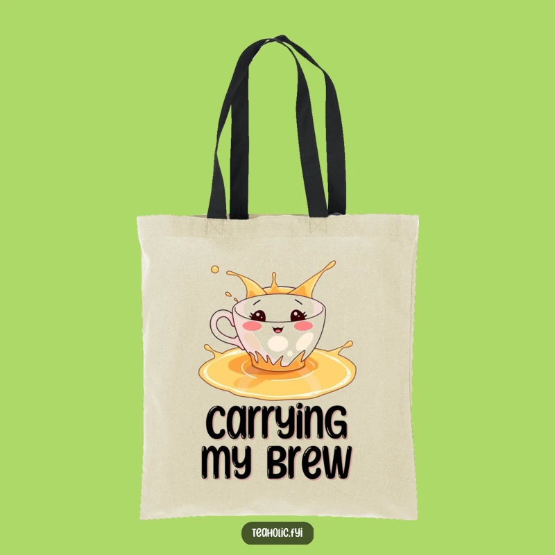 Funny Splashing Teacup Tote Bag - Carry Your Tea Time Playfulness