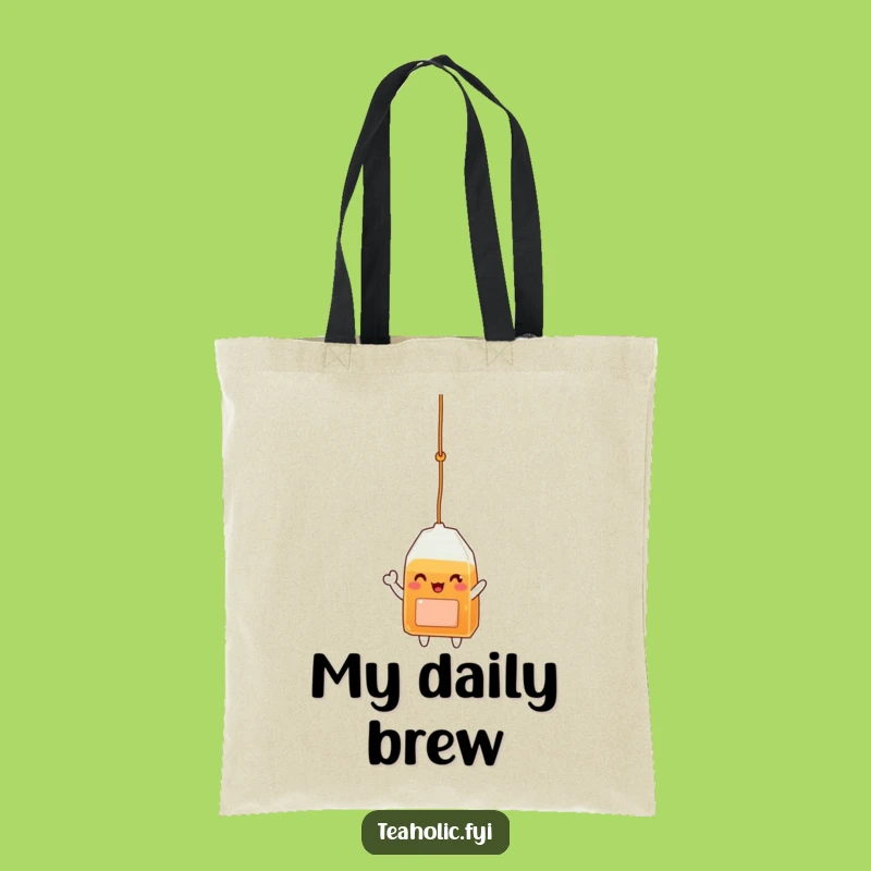 Funny Tea Bag Tote: Waving Character Bag for Stylish Errands