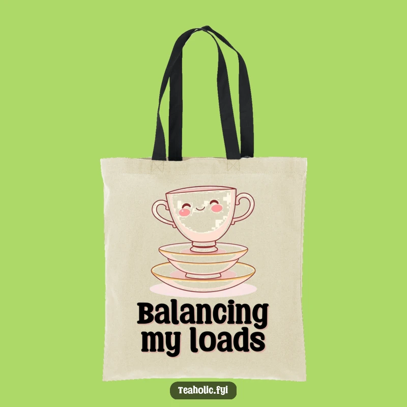 Funny Teacup Saucer Balance Tote Bag: Carry with Care