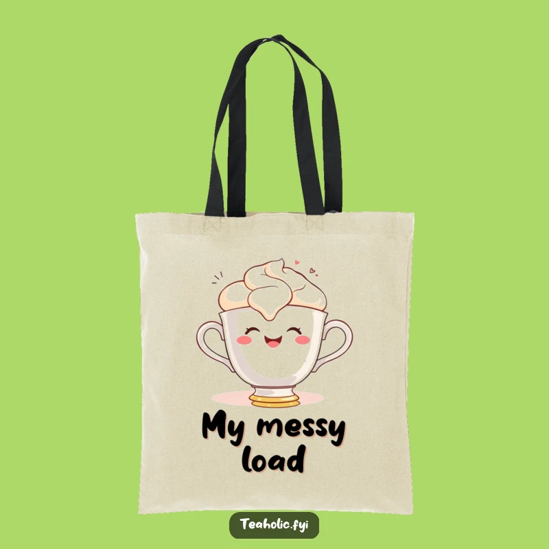 Funny Teacup Spill Tote: Gleeful Character Bag for Joyful Errands
