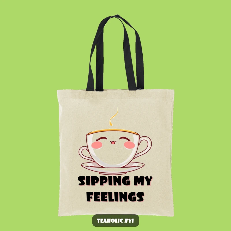 Funny Thrilled Teacup Tote Bag: Carry Your Joyful Tea Moments, Ideal Funny Gift
