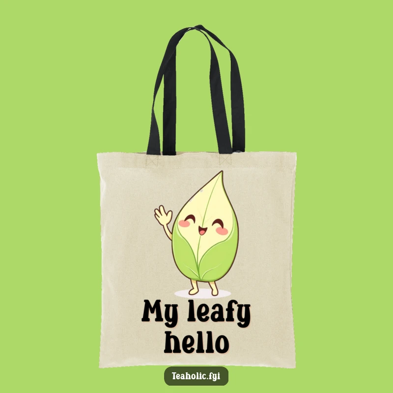 Funny Waving Tea Leaf Tote Bag - Enthusiastic Character Carryall - Ideal Funny Gift!