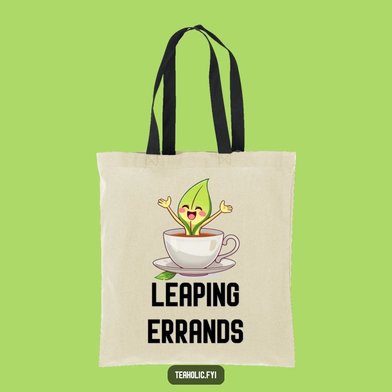 Funny Joyful Tea Leaf Tote: Chic Leaping Character Bag Gift