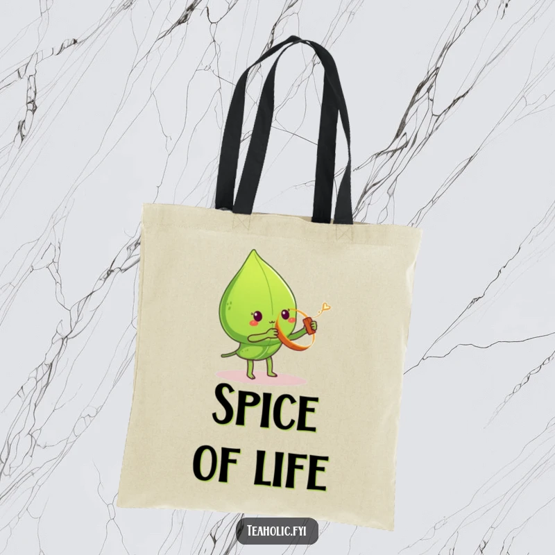 Funny tea leaf tote bag, character spinning cinnamon stick yo-yo, stylish and fun, excellent funny gift.